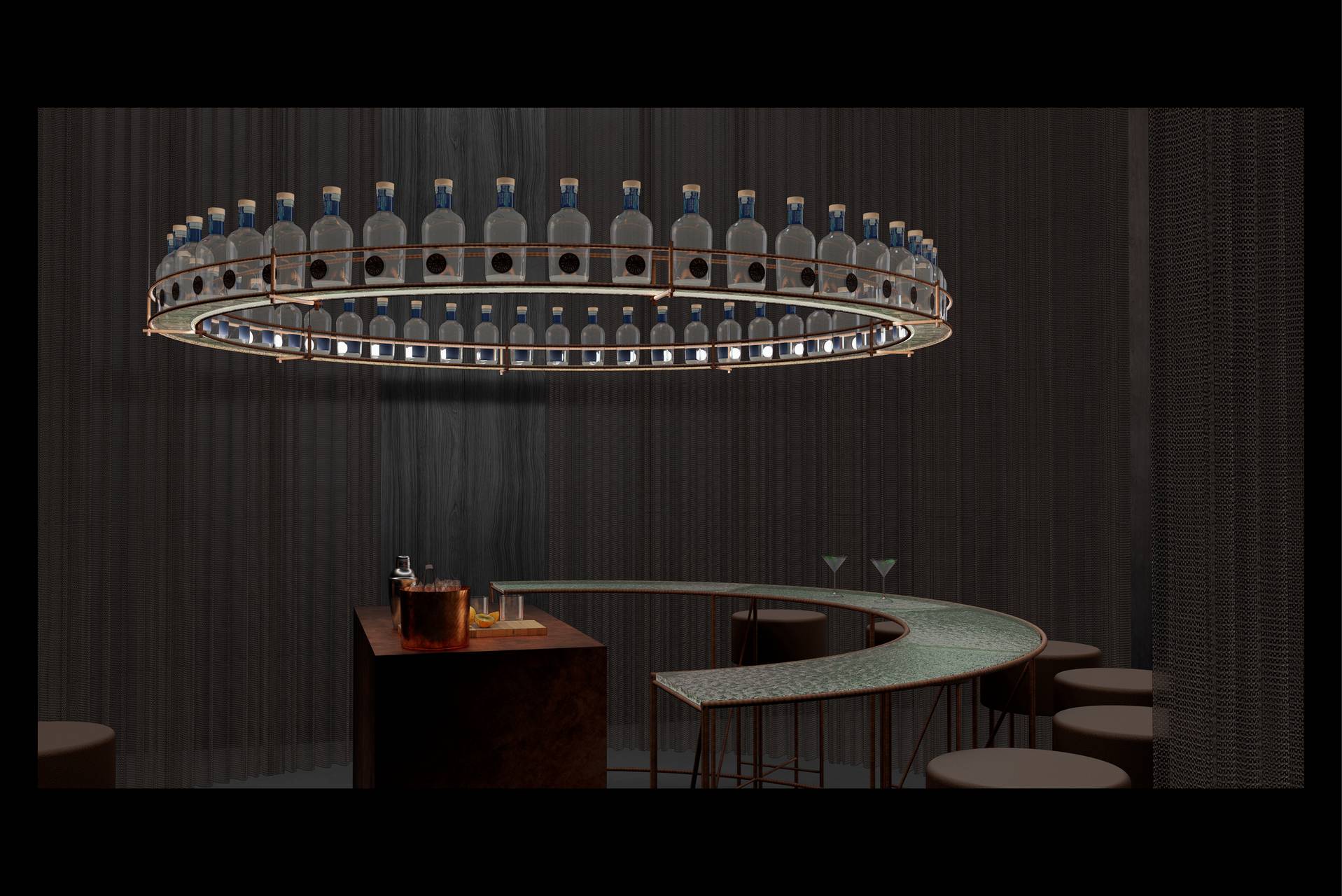 Dark Bar for Island Gin, Aotea, Mk1 by Herbst Architects
